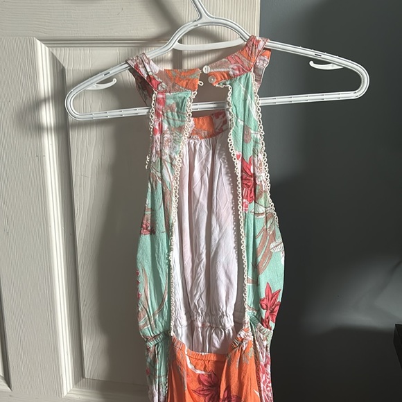 Orange and blue floral dress - Picture 3 of 3